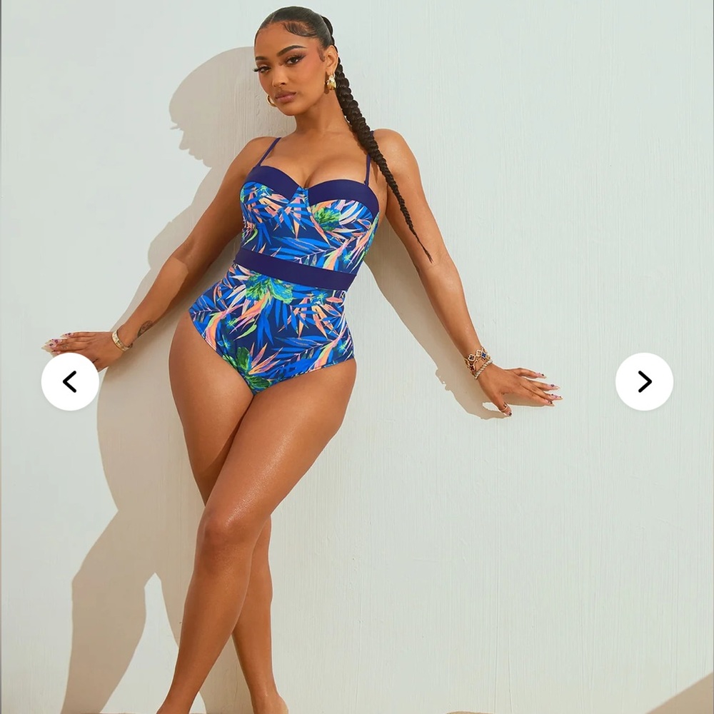 Tropical Blue One Piece Swimsuit